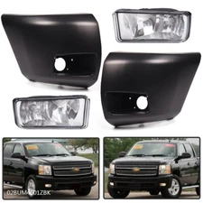 Front Bumper End Caps & Fog Lights Fit For 2007-2013 Chevrolet Silverado 1500