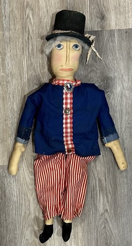 Uncle Sam Primitive Coffee Stained Handmade Doll 24" America Patriotic USA Flag - Picture 7 of 13