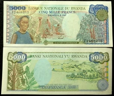 Rwanda Africa 5000 Francs 1988 P22 Banknote World Paper Money UNC Currency Bill