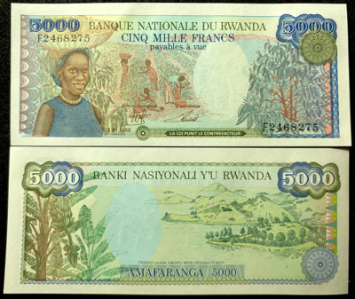 Rwanda Africa 5000 Francs 1988 P22 Banknote World Paper Money UNC