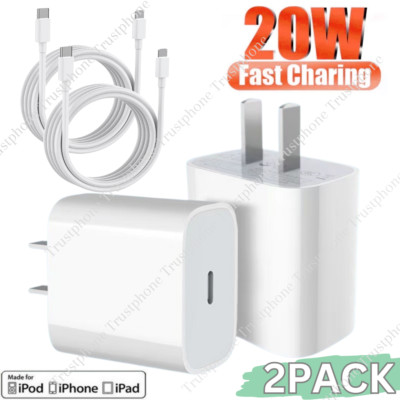 For iPhone 14 13 12 11 Pro XR PD Fast Charger Cord 20W USB-C Power Adapter Block