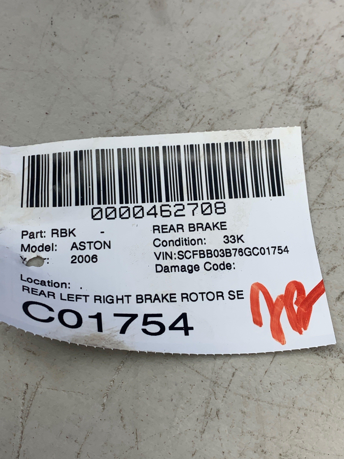 2006-2018 ASTON MARTIN VANTAGE V8 REAR LEFT RIGHT BRAKE ROTOR SET OF 2 OEM 2007