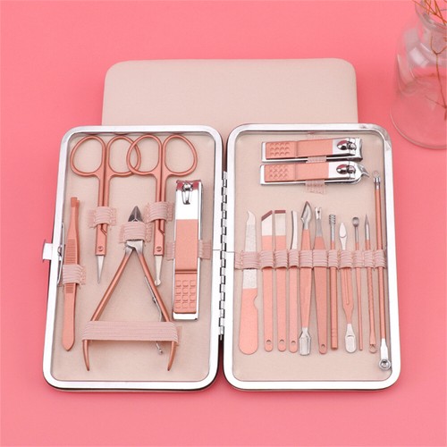 18PCS Manicure Pedicure Set Stainless Steel Nail Clipper Kit Grooming Tool Case - Picture 8 of 10
