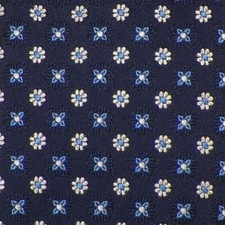 BROOKS BROTHERS Mens Navy Medium Blue Ivory FLORETTE Woven Silk Tie USA NWT
