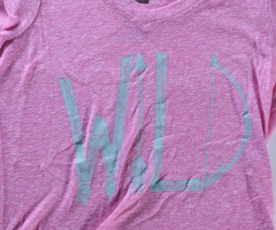 Camiseta Billabong meninas tamanho XS 6 rosa gráfica selvagem manga borda crua bainha - Imagem 3 de 4