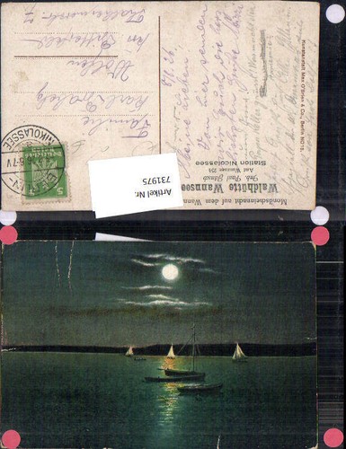 731975 Berlin Station Nicolassee Mondscheinnacht auf dem Wannsee Segelboote