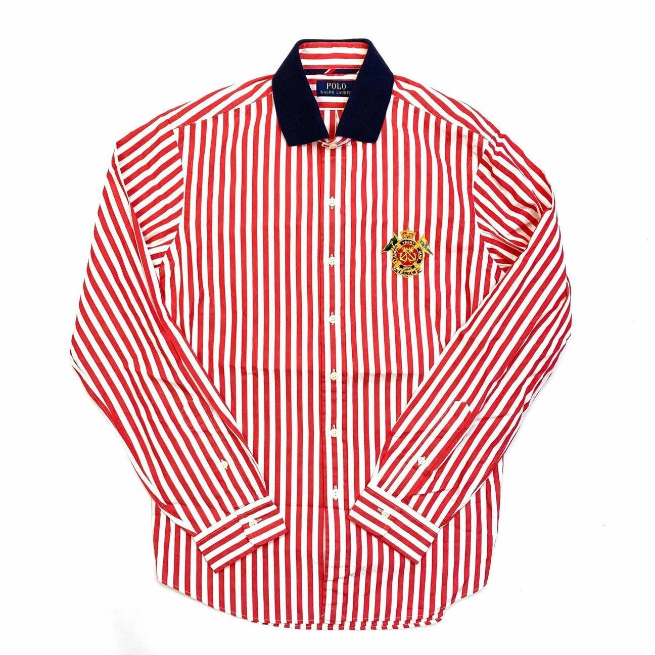 Polo Ralph Lauren Mens Newport Knit Collar Red Mix Yacht Club RLYC Shirt Size L
