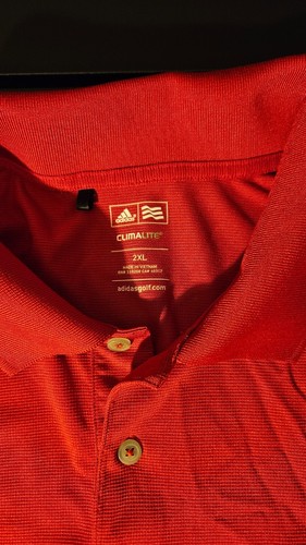 Kansas Jayhawks Adidas Climalite Polo Golf Shirt Mens 2XL Red Short Sleeve - Picture 3 of 9