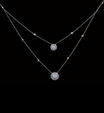 14K White Gold 1 CT Round Cut E-F/VS Lab-Grown Diamond Elegant Two Rows necklace