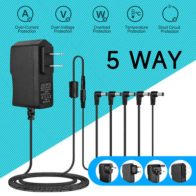 9V Guitar Effect Pedal 5 Way Daisy Chain Cable with 1A DC Adapter Power SupplyZa