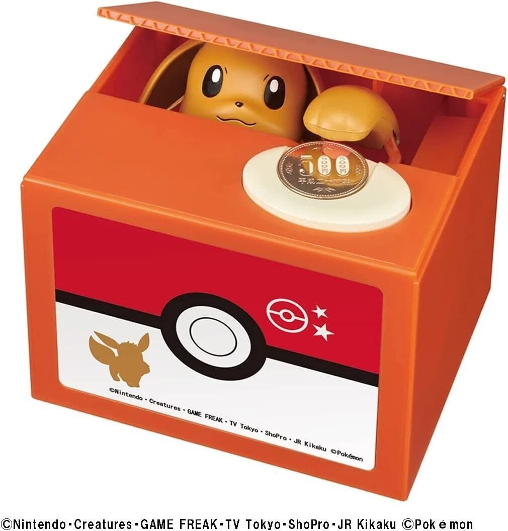 NEW Shine Pokemon NEW Eevee Bank Piggy Bank Battery Powered PVC JAPAN