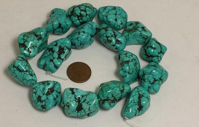15.5'' free form chalk turquoise  nuggets/15mm-20mm(D437-w5)