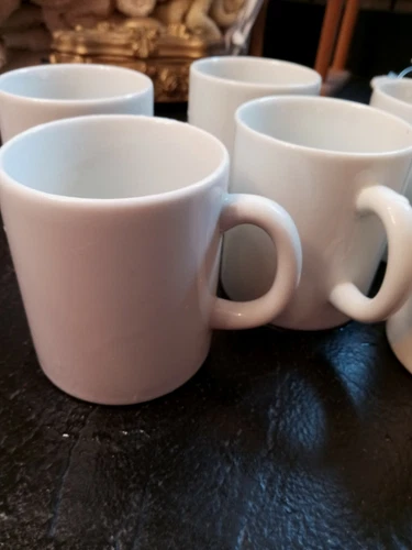 Set 6 Restaurant Diner Coffee Tea Mugs Cup Fine Porcelain White Thick Heavy