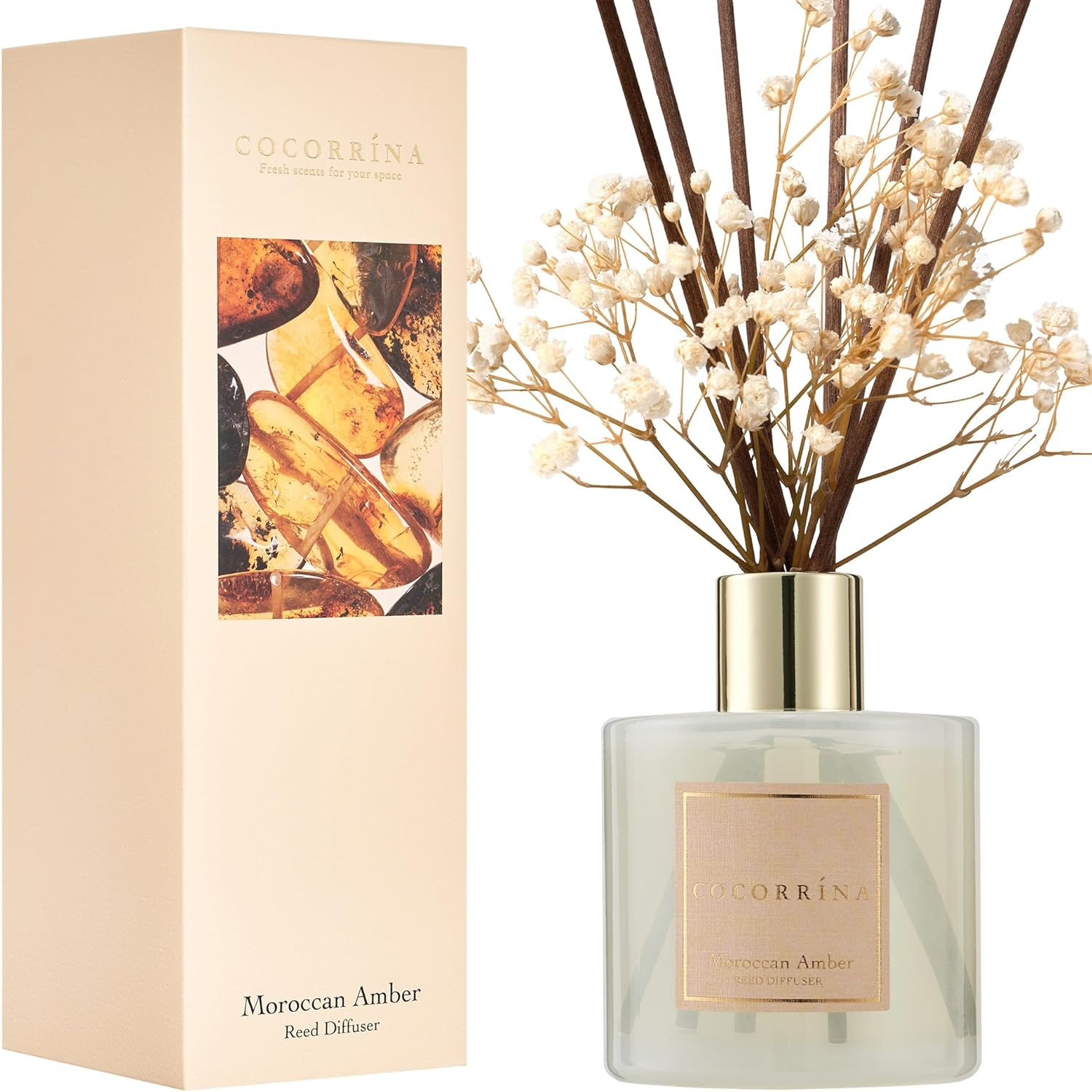 Reed Diffuser Sets 6.7 Oz. Moroccan Amber Diffuser with 8 Sticks Home Oil Reed-image
