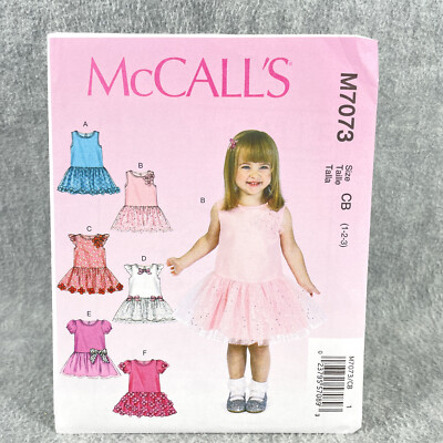 McCalls 7073 Dress with Tutu Skirt Toddlers Size 1 2 3 Sewing Pattern Childs
