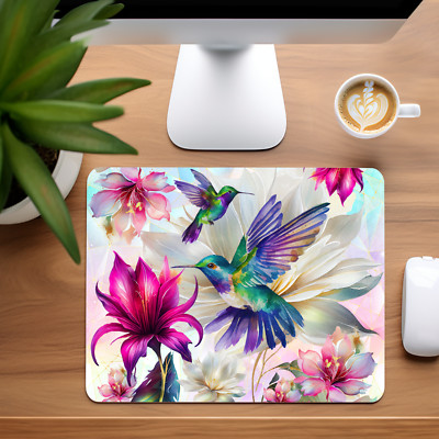 Hummingbirds and Flowers Custom Mouse Pad