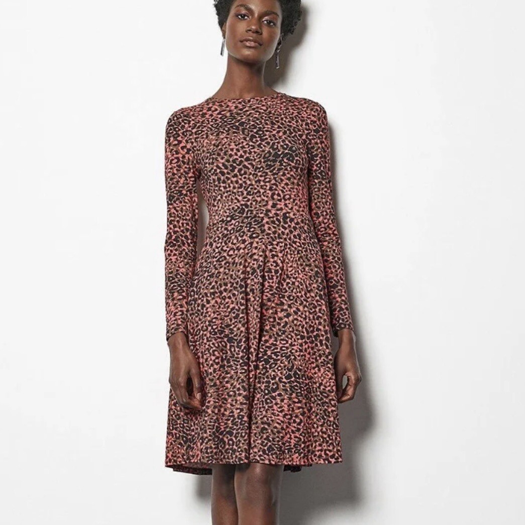 leopard pleated dress Leopard Print Pleated Dress