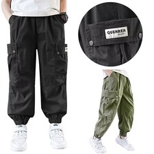 Kids Boys Cargo Pants Hiking Sweatpants Camping Trousers Hip-Hop Daily Wear