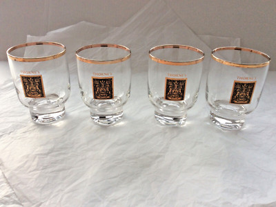 4 Vintage Thorne's, On The Rocks, Glass Tumblers, Hiram Walker, Original Box