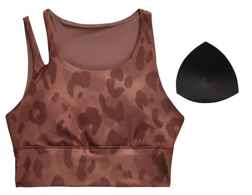 Women's DSG Medium Support Assymetrical Sports Bra Animal Print Brown - Picture 7 of 7