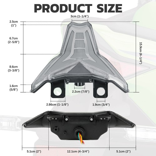 For Kawasaki Ninja ZX6R 2019-23 Integrated LED Rear Tail Light Brake Turn Signal - Foto 6 di 18
