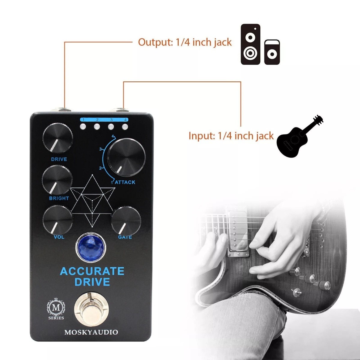 MOSKY ACCURATE DRIVE Guitar Bass Effect Pedal Overdrive Noise Gate