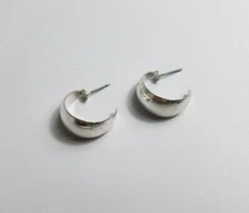 Women Silver Tone Open Hoop Hook Scoop Fashion Jewerly Pierced Earrings 