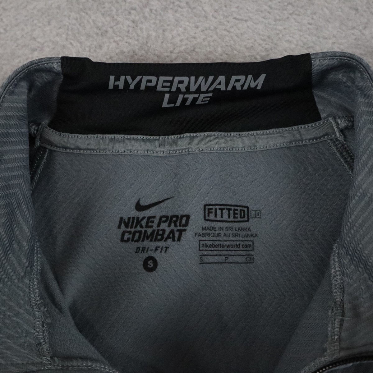NIKE - NIKE PRO COMBAT HYPER WARM 激レア Nike Dri Fit Pro Combat Hyperwarm Lite Large Gray 1/4 Zip