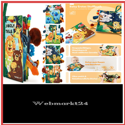 Hahaland Babybuch: Luxus-3D-Stoffbuch mit 3 Bildern für 0-6 Monate, Fühl- und...