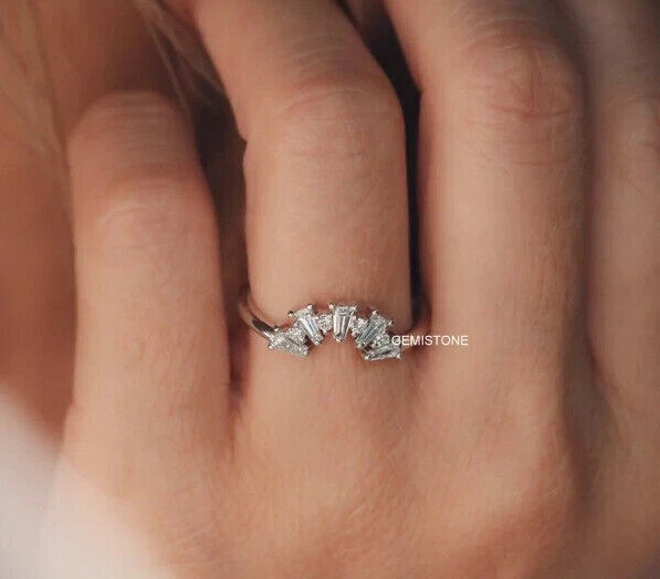 Curved wedding clearance bands with baguettes