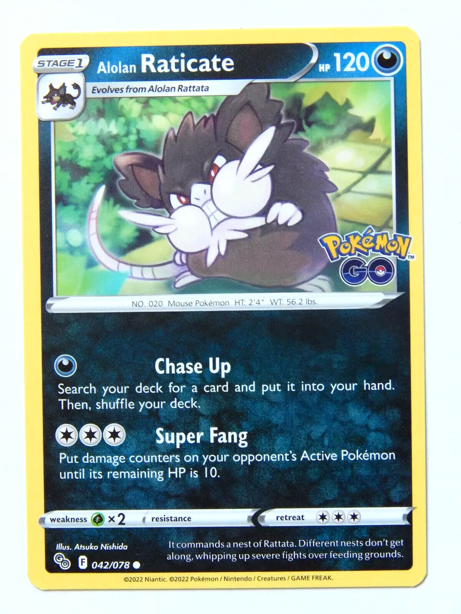 Pokémon TCG Alolan Raticate Pokémon GO 042/078 Regular Common Card