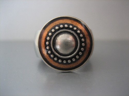 Botón accesorio - esmalte - "Plata marrón" 18 mm - compatible con anillo Charlotte 21 - Imagen 2 de 2