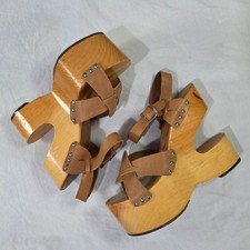 Kimel Sabots Rare Vintage Wooden Sculptural Collectible Platform Heel w/Toe Taps