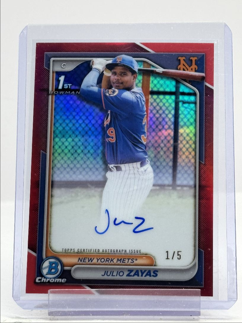 JULIO ZAYAS 2024 BOWMAN CHROME 1ST RED REFRACTOR AUTOGRAPH AUTO 1/5 Q3367