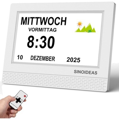 Demenzuhr Senioren Digital Kalender Wecker Erinnerungen Großanzeige 7 Zoll