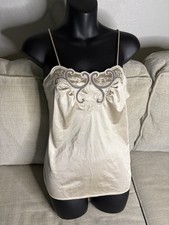 Vanity Fair Camisole Top Women's 30 Nude Embroidered Nylon Tan Light Brown