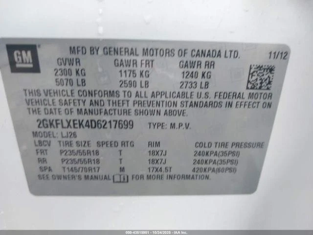 Б/у правый задний фонарь в сборе подходит: 2013 Gmc Terrain четверть панели установлен Righ - Изображение 3 из 4