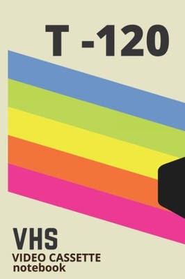 t-120 vhs video home video system notebook: dot grid 6'' x 9'' retrowave vaporwave