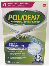 Polident Antibacterial Overnight Denture Cleanser Triplemint, 120 Tabs EXP 7/26 