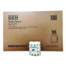 GEN 10001PLY 1000 SHT/RL, 96 RL/ CT 1-Ply Bath Tissue - WHT New