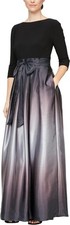 S.L. Fashions Women's Long Satin Mother of The Bride Dress with Pockets 8 petite