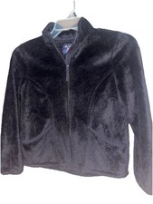 The Children s Place Girls L 10/12 Black Fleece Zip Jacket Soft Faux Fur Cozy