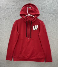Wisconsin Badgers Sweatshirt Womens Medium Red Hoodie Pullover NCAA Sports
