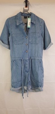 Vera Moda Indigo Lilia Shot Sleeve Denim Playsuit Size S BNWT