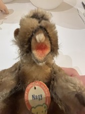 Steiff Vintage Beaver Nagy Germany Mohair Button Tag Stuffed Animal Plush