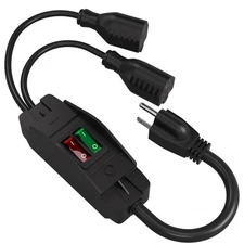 2-Way 3 Prong Extension Cord with ON/Off Switch,3 Prong,Y-Splitter, Pimary 14...