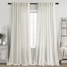 Linen Curtains 96 inches Long for Bedroom 70"W x 96"L Pack of 2 , Natural