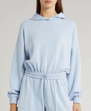 Sweaty Betty Sand Wash Coud Weight Crop Hoodie Breeze Blue Women  s Size M NEW