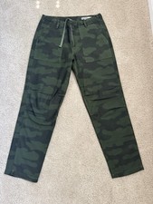 Outerknown Men’s Green Camo Canvas Straight Leg Drawstring Pants 32W Pockets