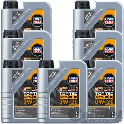 7x1L LIQUI MOLY MOTORÖL TOP TEC 6200 0W-20 passend für VW 508/509.00 ACEA C5